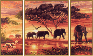 Afrika - Elefánt karaván (50 x 80 cm)